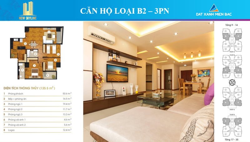 Căn hộ loại B2 - 3PN Căn hộ loại B2 - 3PN