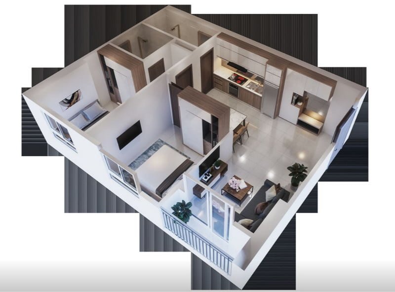 Thiết kế căn hộ 2PN Thiết kế căn hộ 2PN
