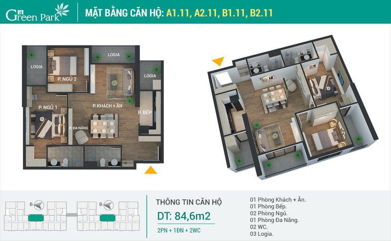 Thiết kế căn hộ 84,6m2 Thiết kế căn hộ 84,6m2