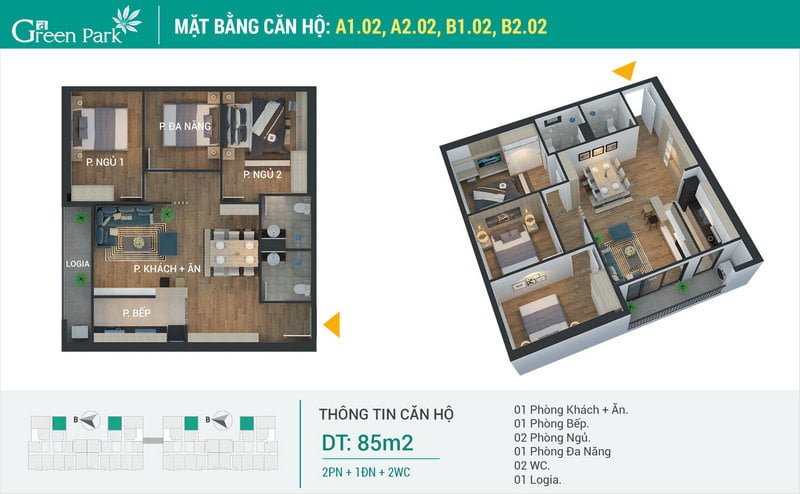 Thiết kế căn hộ 85m2 (loại 2) Thiết kế căn hộ 85m2 (loại 2)