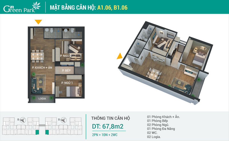 Thiết kế căn hộ 67,8m2 Thiết kế căn hộ 67,8m2