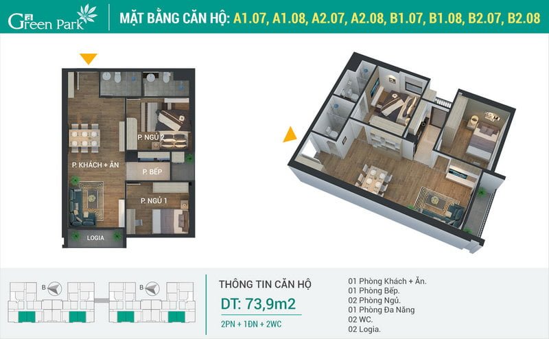 Thiết kế căn hộ 73,9m2 Thiết kế căn hộ 73,9m2