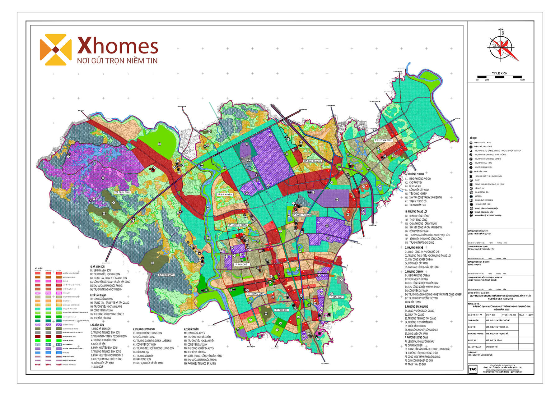 Bản đồ quy hoạch sử dụng đất tại TP.Sông Công - Thái Nguyên đến năm 2030 tầm nhìn 2050