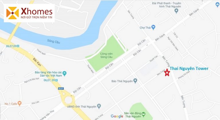 Vị trí dự án Thái Nguyên Tower tại một trên hình ảnh Google Maps
